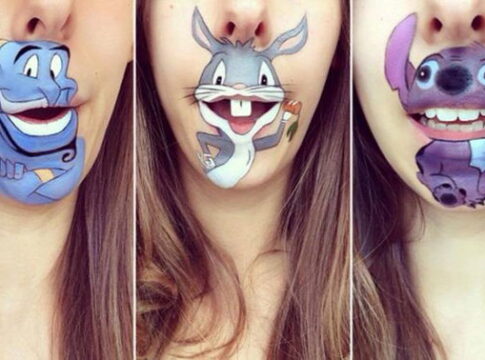 Mesefigurákat rajzolt a szájára a kreatív sminkes lány